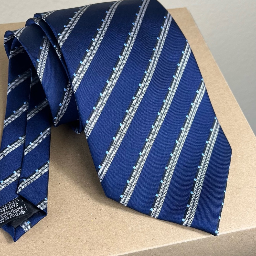 Paul Smith wide neck tie dark blue stripe 100% silk